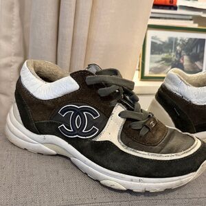 CHANEL Black and White Athletic Shoes